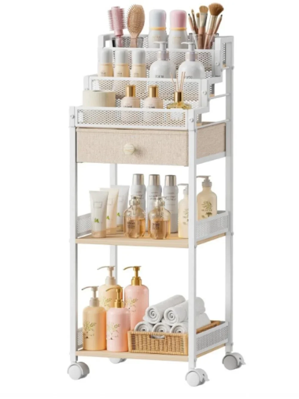 Bathroom Storage and Organizer with Drawer, Makeup Cart 13in - A1
